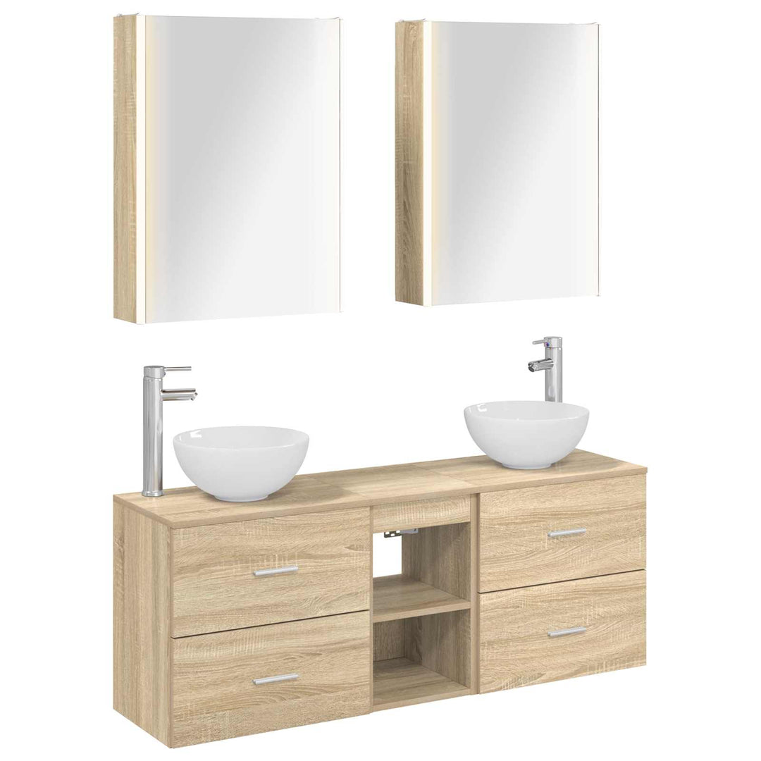 Badeværelsesskabsæt 5 pcs Sonoma-eg 53 x 15,5 x 70 cm