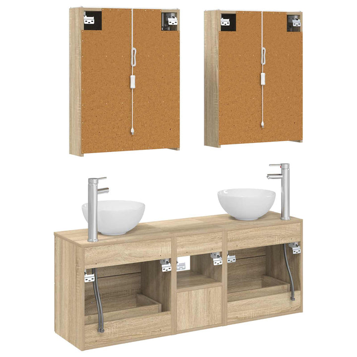 Badeværelsesskabsæt 5 pcs Sonoma-eg 53 x 15,5 x 70 cm
