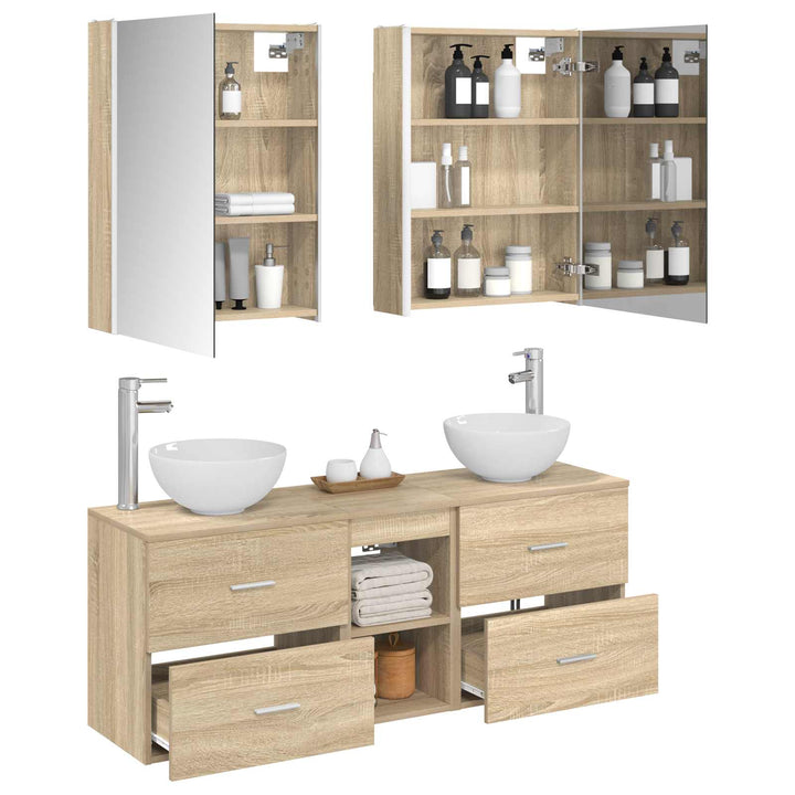 Badeværelsesskabsæt 5 pcs Sonoma-eg 53 x 15,5 x 70 cm