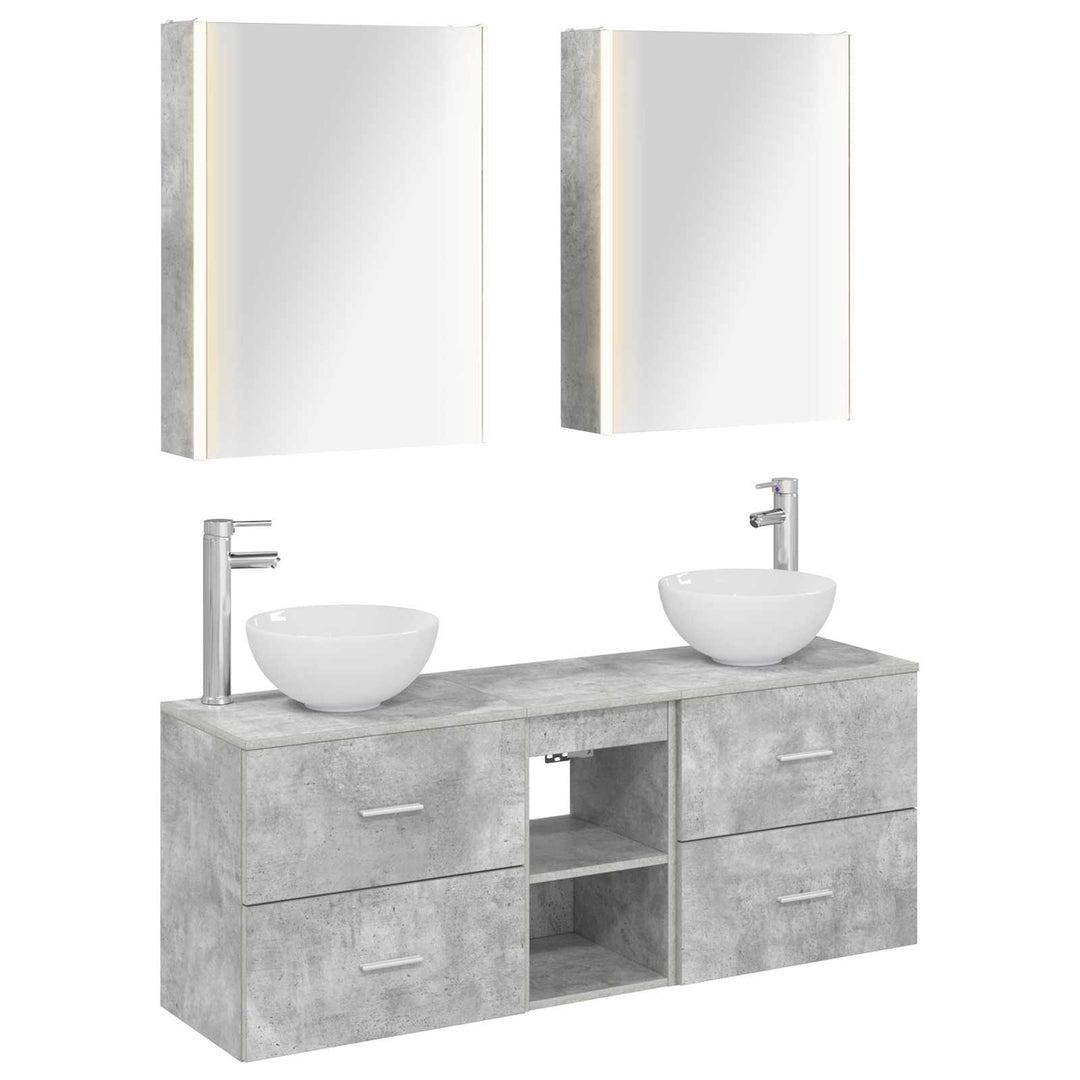 Badeværelsesskabsæt 5 pcs Betongrå 53 x 15,5 x 70 cm