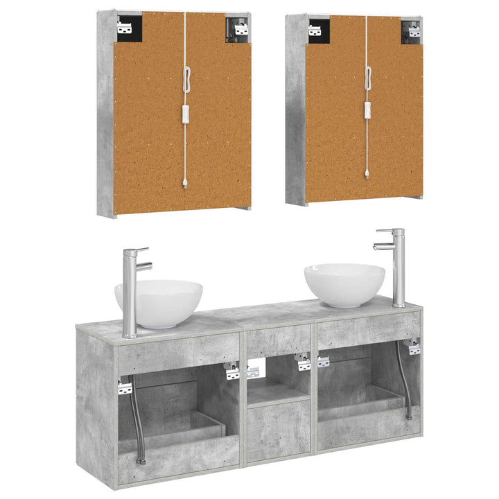 Badeværelsesskabsæt 5 pcs Betongrå 53 x 15,5 x 70 cm
