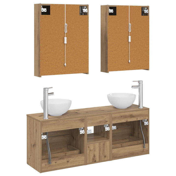 Badeværelsesskabsæt 5 pcs Artisan-eg 53 x 15,5 x 70 cm