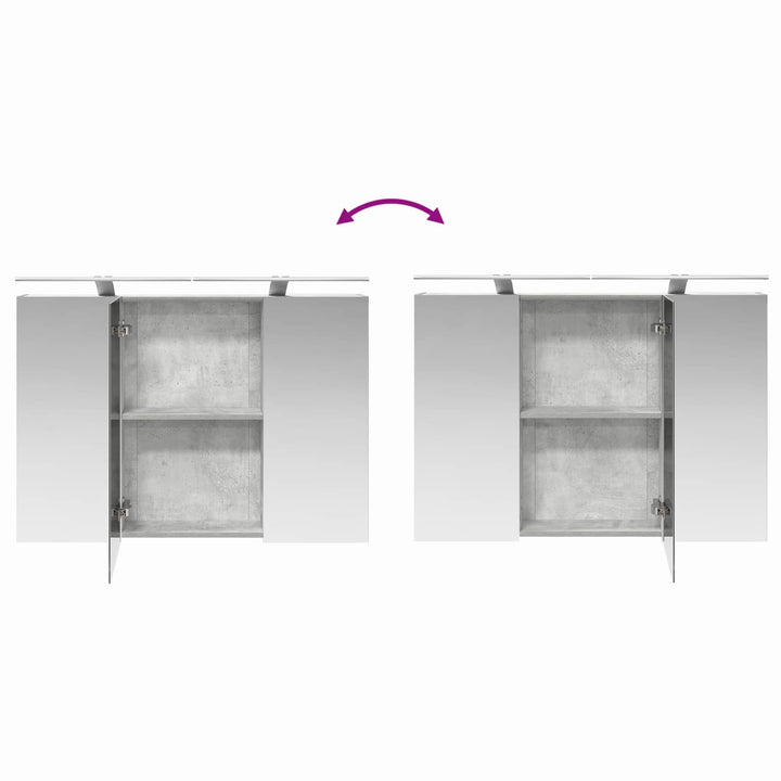 Badeværelsesmøbel sæt 4 pcs Betongrå Konstrueret træ og glas