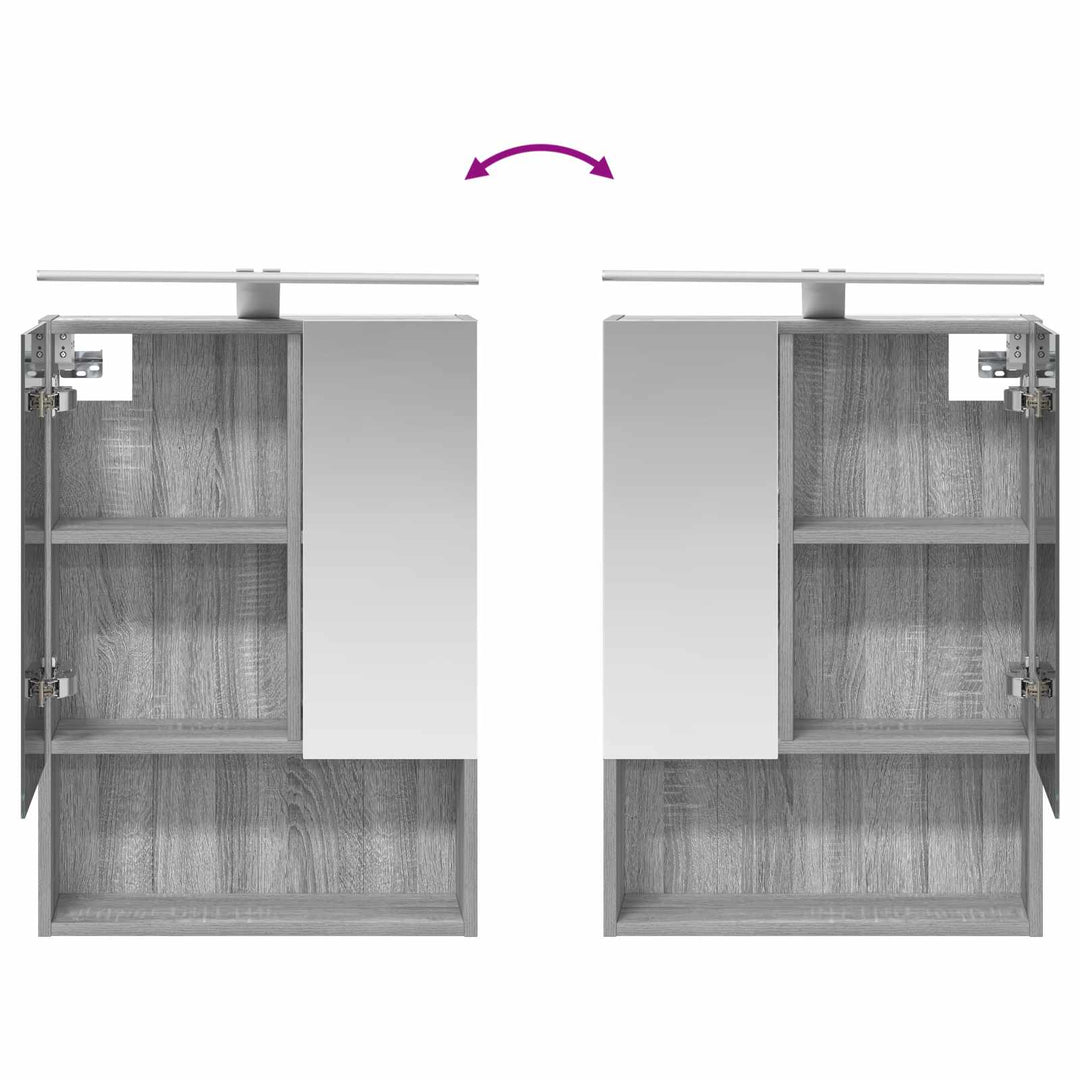 Badeværelsesmøbel sæt 5 pcs Grå Sonoma Konstrueret træ og glas