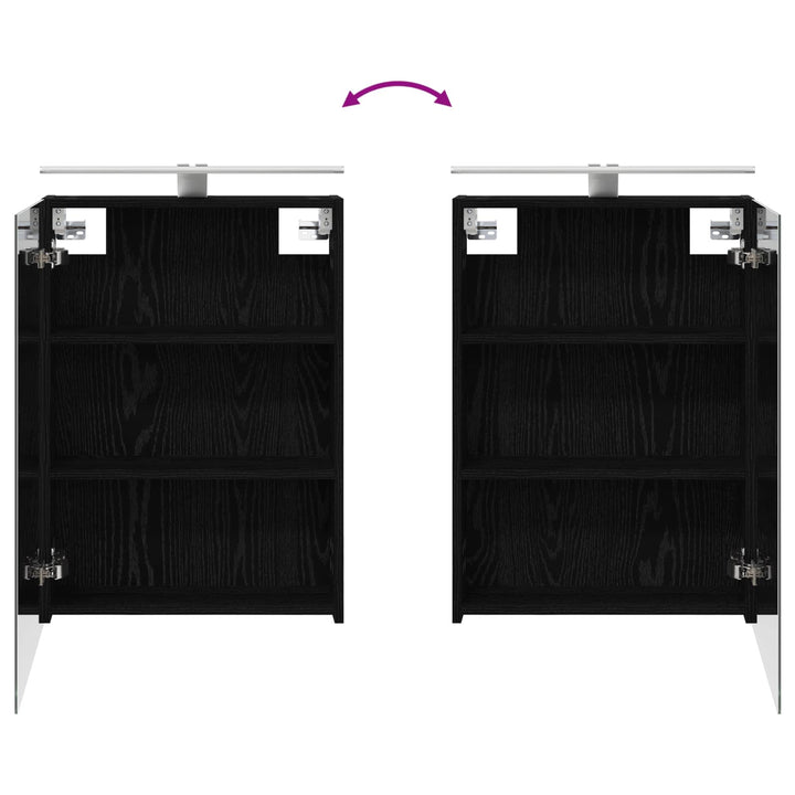 Badeværelsesmøbel sæt 5 pcs Sort eg Konstrueret træ og glas