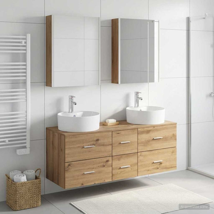 Badeværelsesmøbel sæt 5 pcs Artisan-eg Konstrueret træ og glas