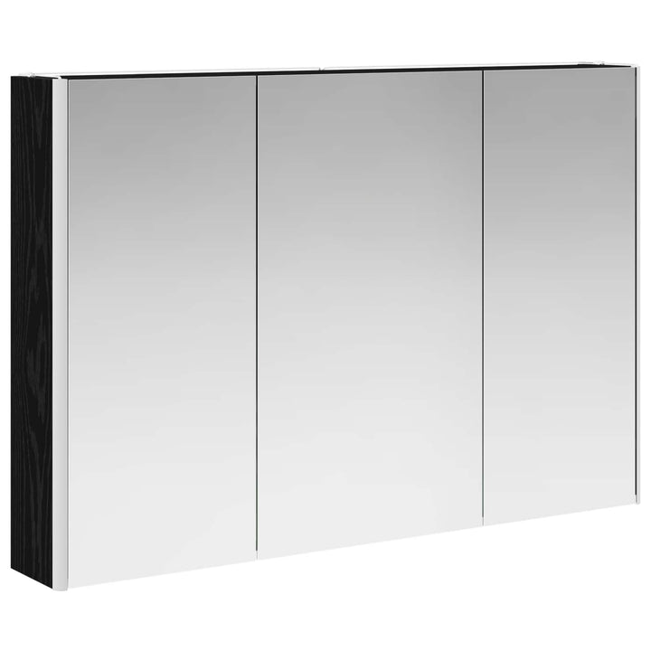 Badeværelsesmøbel sæt 4 pcs Sort eg Konstrueret træ og glas