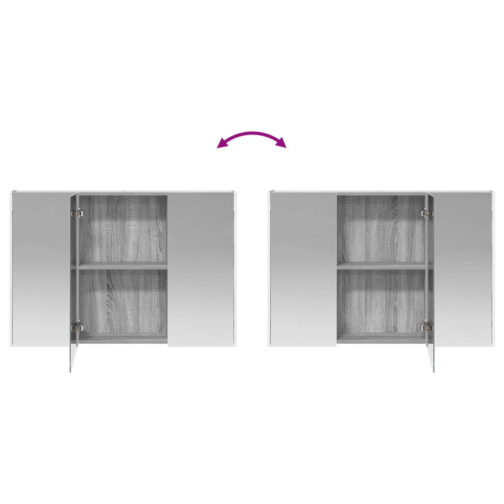 Badeværelsesmøbel sæt 4 pcs Gammelt træ Konstrueret træ og glas