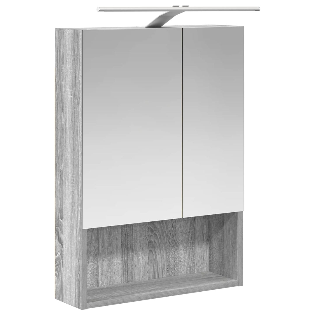 Badeværelsesmøbel sæt 5 pcs Grå Sonoma Konstrueret træ og glas