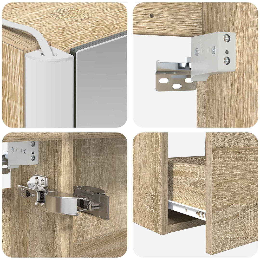 Badeværelsesmøbel sæt 5 pcs Sonoma-eg Konstrueret træ og glas