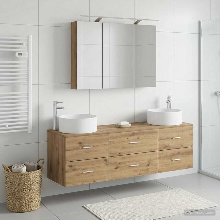 Badeværelsesmøbel sæt 4 pcs Artisan-eg Konstrueret træ og glas