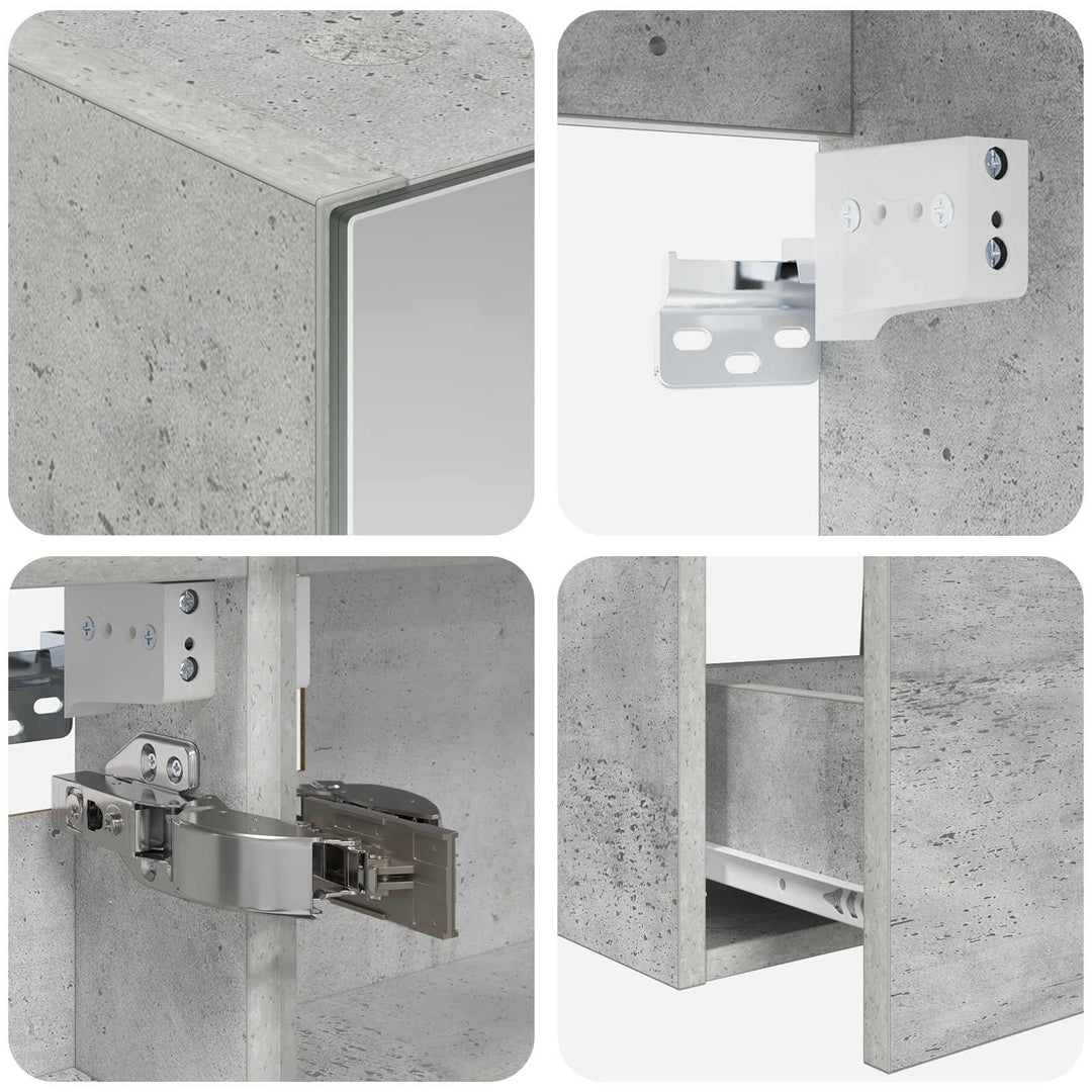 Badeværelsesmøbel sæt 5 pcs Betongrå Konstrueret træ og glas