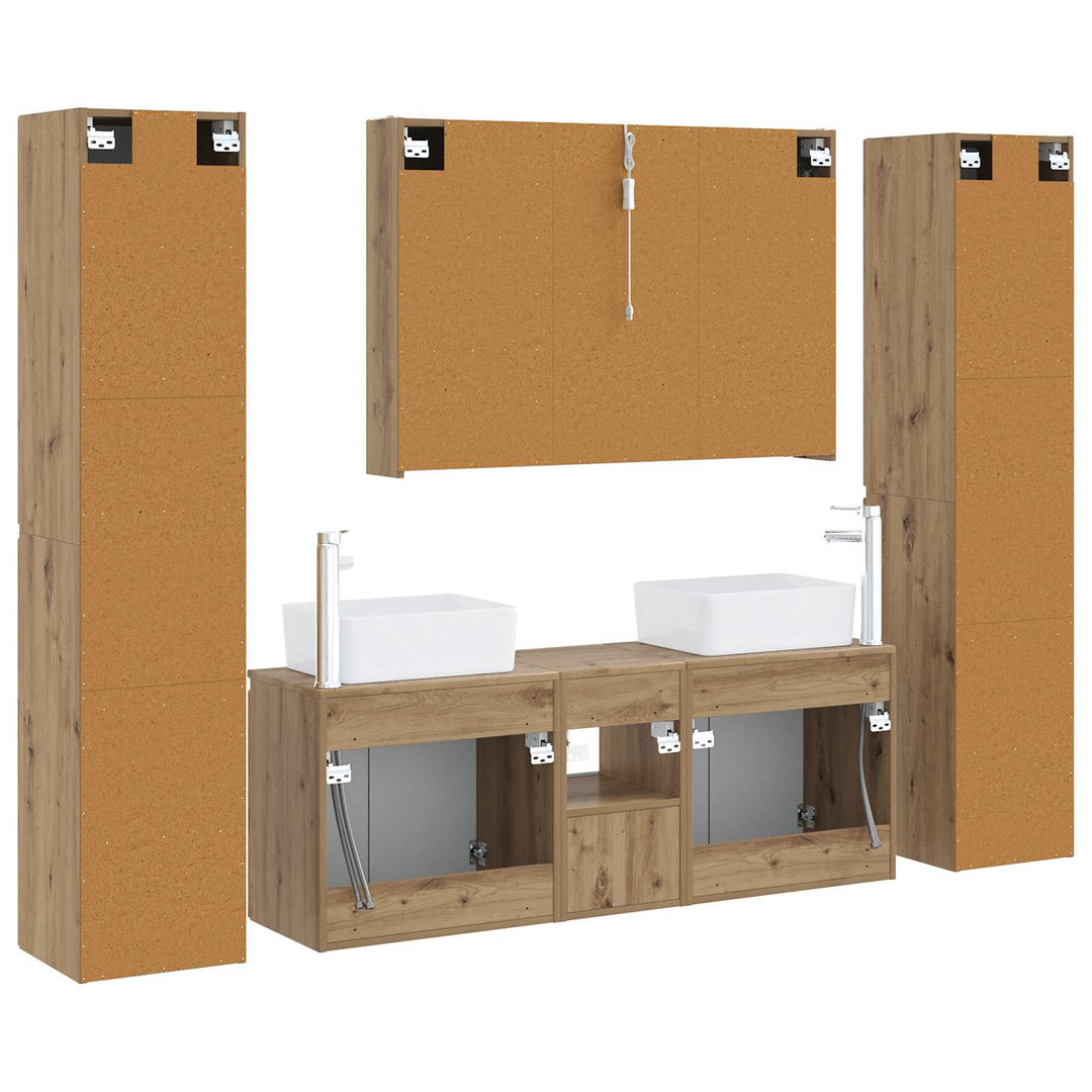 Badeværelsesmøbel sæt 6 pcs Artisan-eg Konstrueret træ og glas