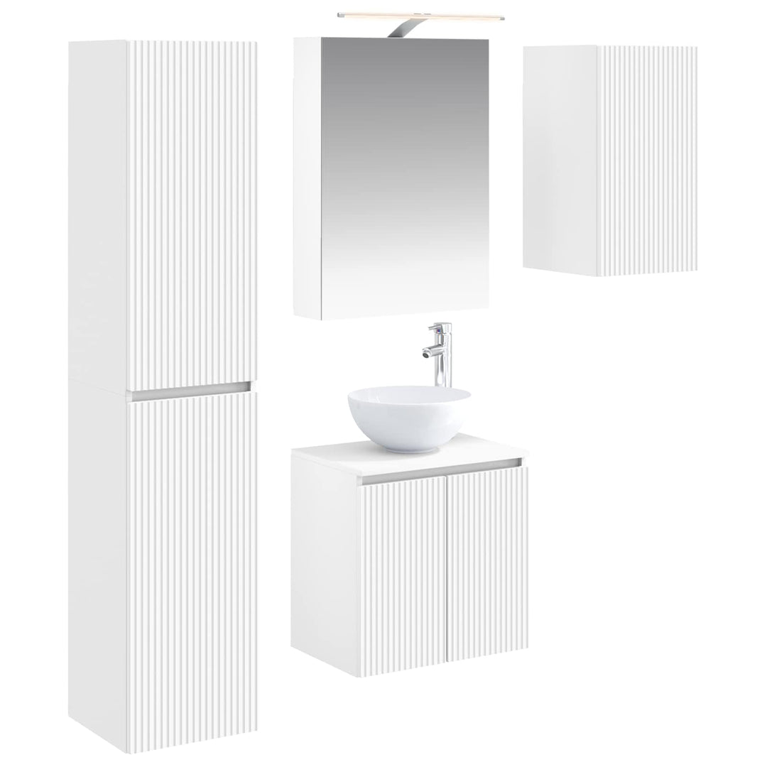 Badeværelsesskabsæt 5 pcs Hvid 50 x 14,5 x 70 cm