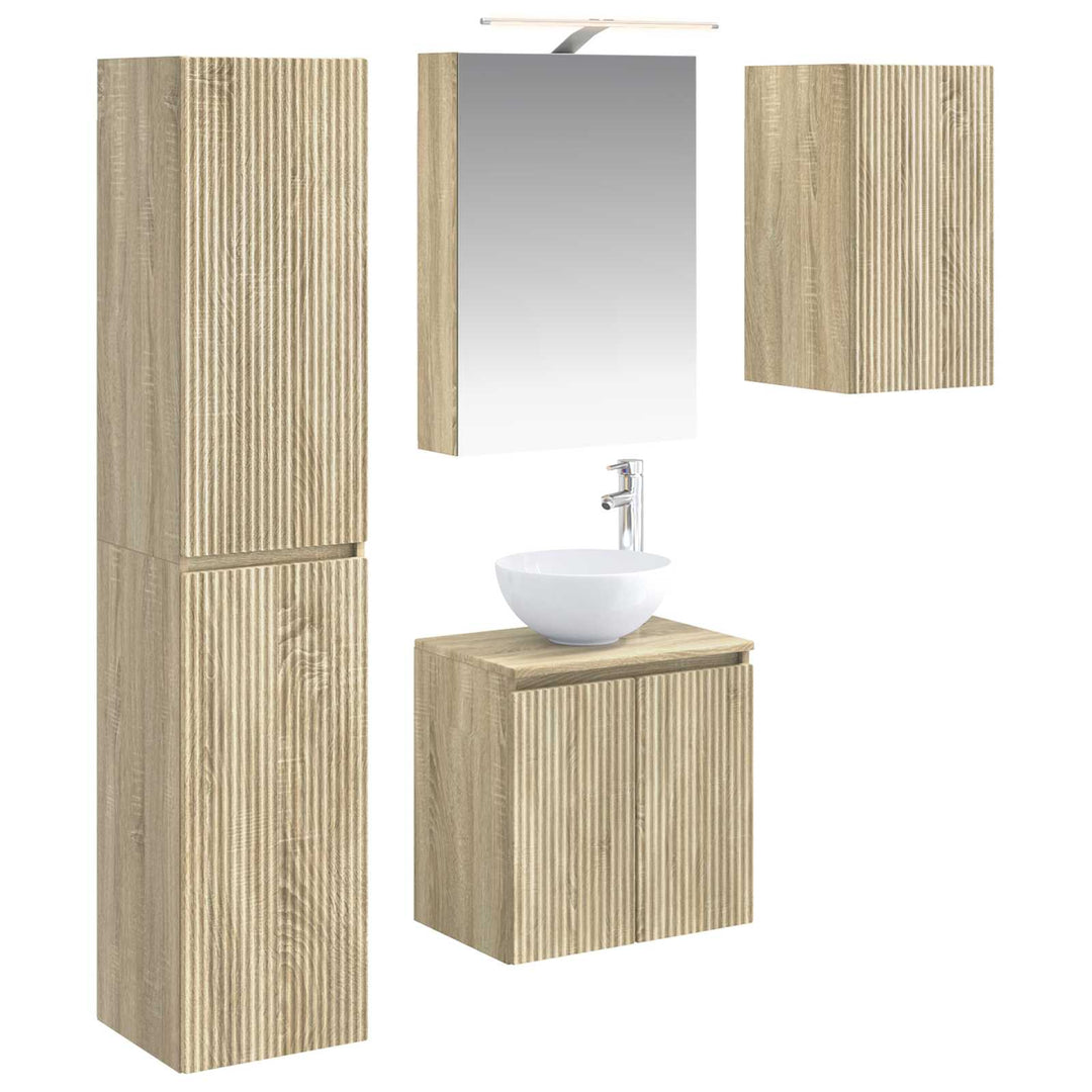 Badeværelsesskabsæt 5 pcs Sonoma-eg 50 x 14,5 x 70 cm