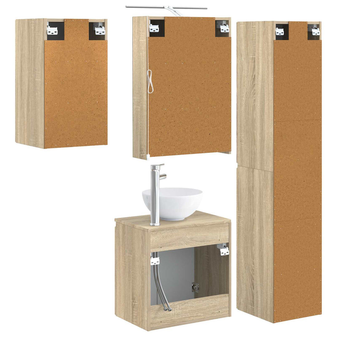 Badeværelsesskabsæt 5 pcs Sonoma-eg 50 x 14,5 x 70 cm