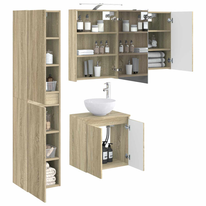 Badeværelsesskabsæt 5 pcs Sonoma-eg 50 x 14,5 x 70 cm