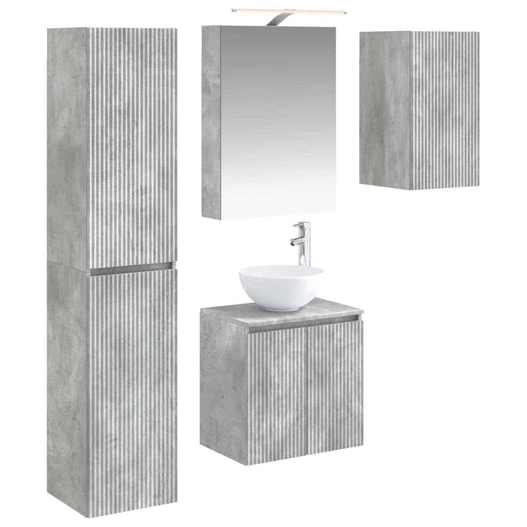 Badeværelsesskabsæt 5 pcs Betongrå 50 x 14,5 x 70 cm
