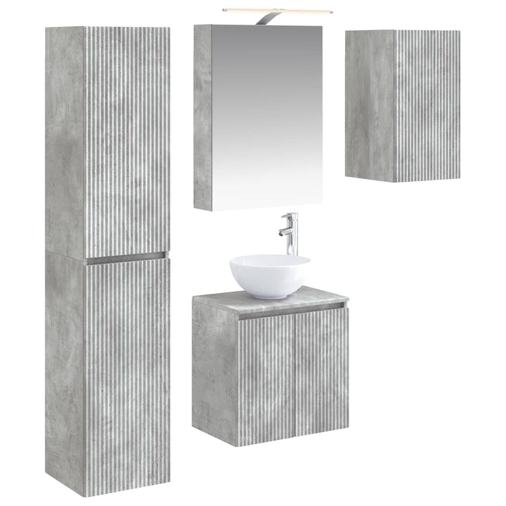Badeværelsesskabsæt 5 pcs Betongrå 50 x 14,5 x 70 cm