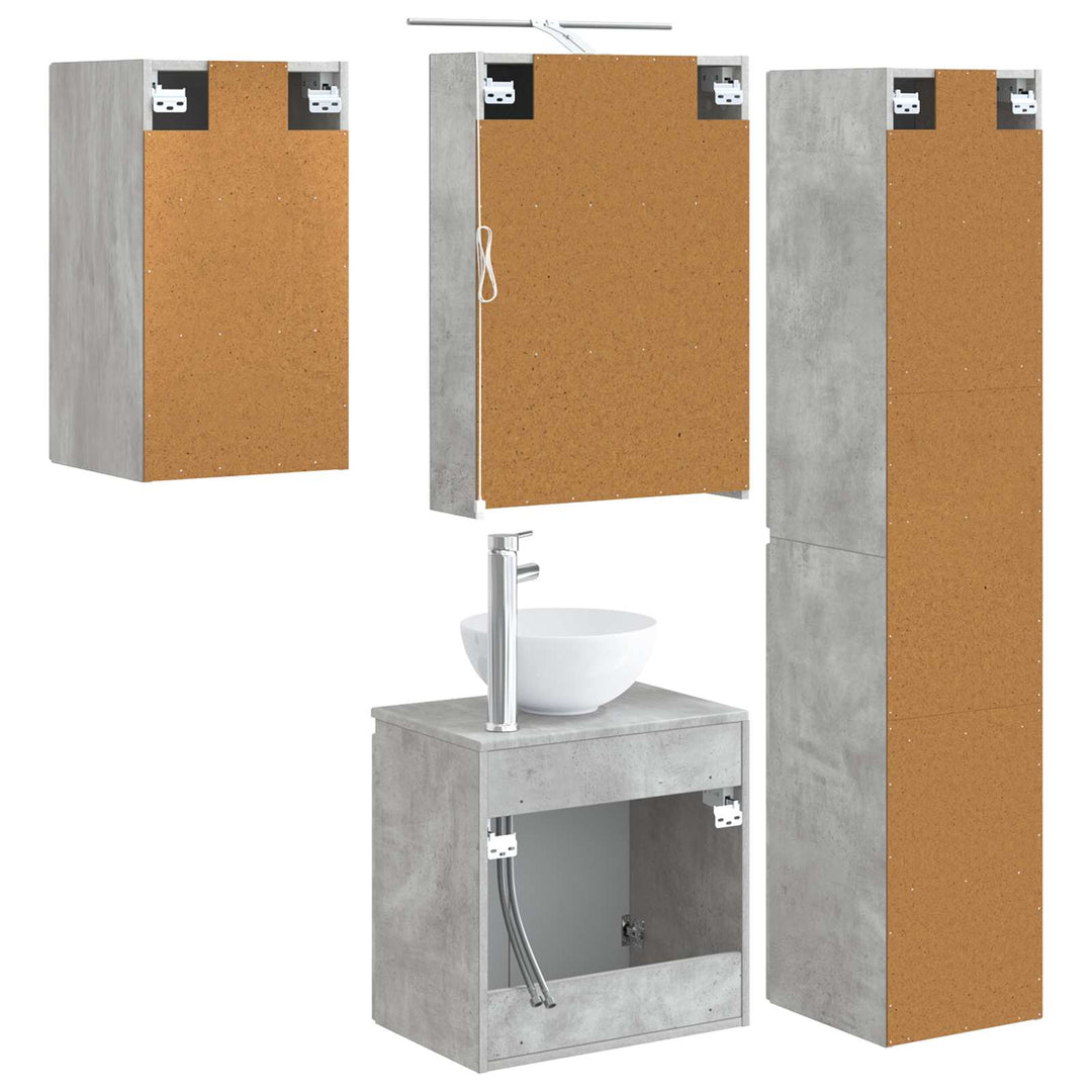 Badeværelsesskabsæt 5 pcs Betongrå 50 x 14,5 x 70 cm