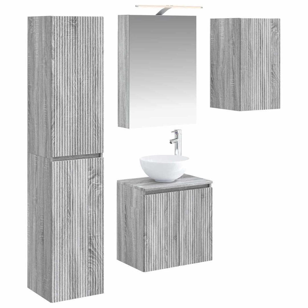 Badeværelsesskabsæt 5 pcs Grå Sonoma 50 x 14,5 x 70 cm