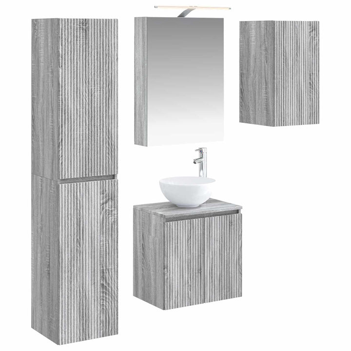 Badeværelsesskabsæt 5 pcs Grå Sonoma 50 x 14,5 x 70 cm