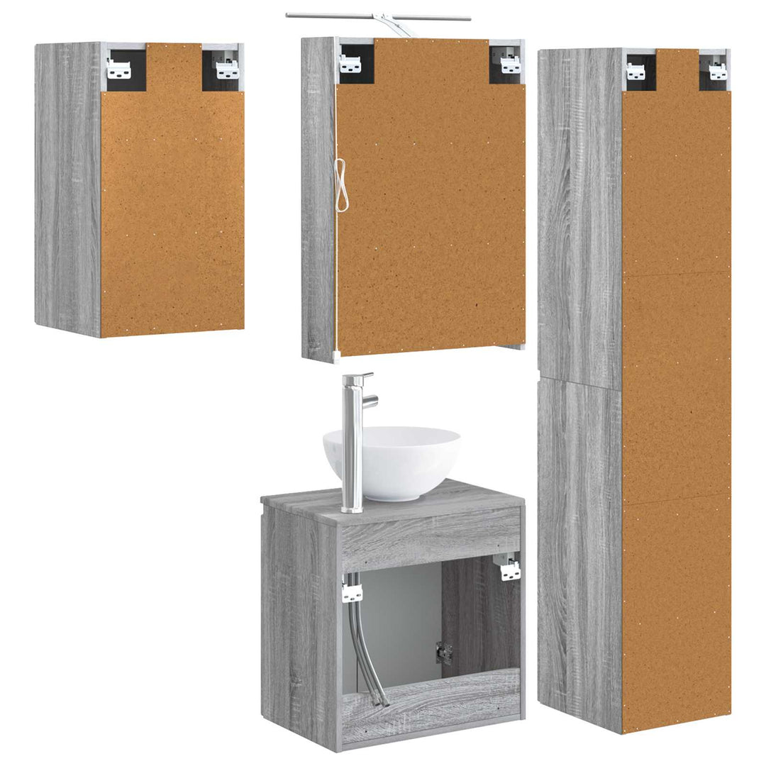 Badeværelsesskabsæt 5 pcs Grå Sonoma 50 x 14,5 x 70 cm