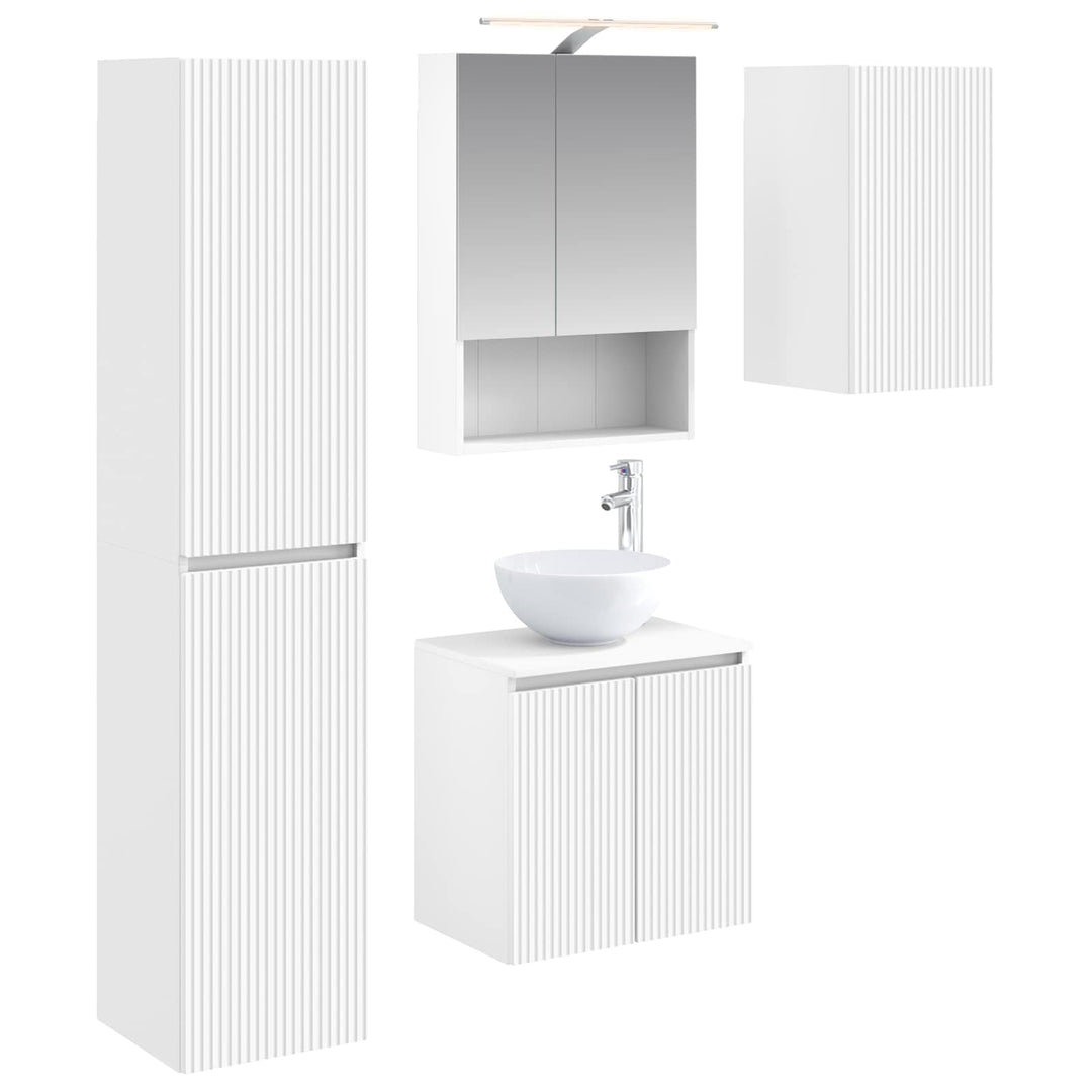 Badeværelsesskabsæt 5 pcs Hvid 50 x 14,5 x 70 cm