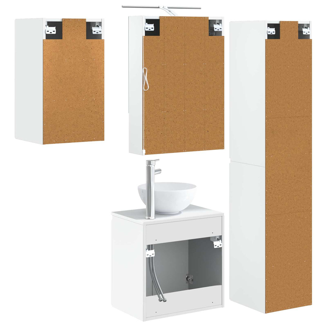 Badeværelsesskabsæt 5 pcs Hvid 50 x 14,5 x 70 cm