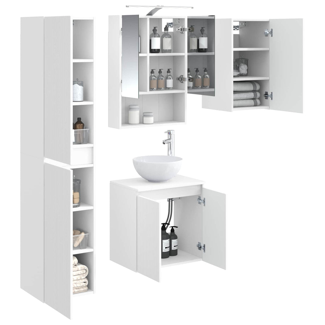 Badeværelsesskabsæt 5 pcs Hvid 50 x 14,5 x 70 cm
