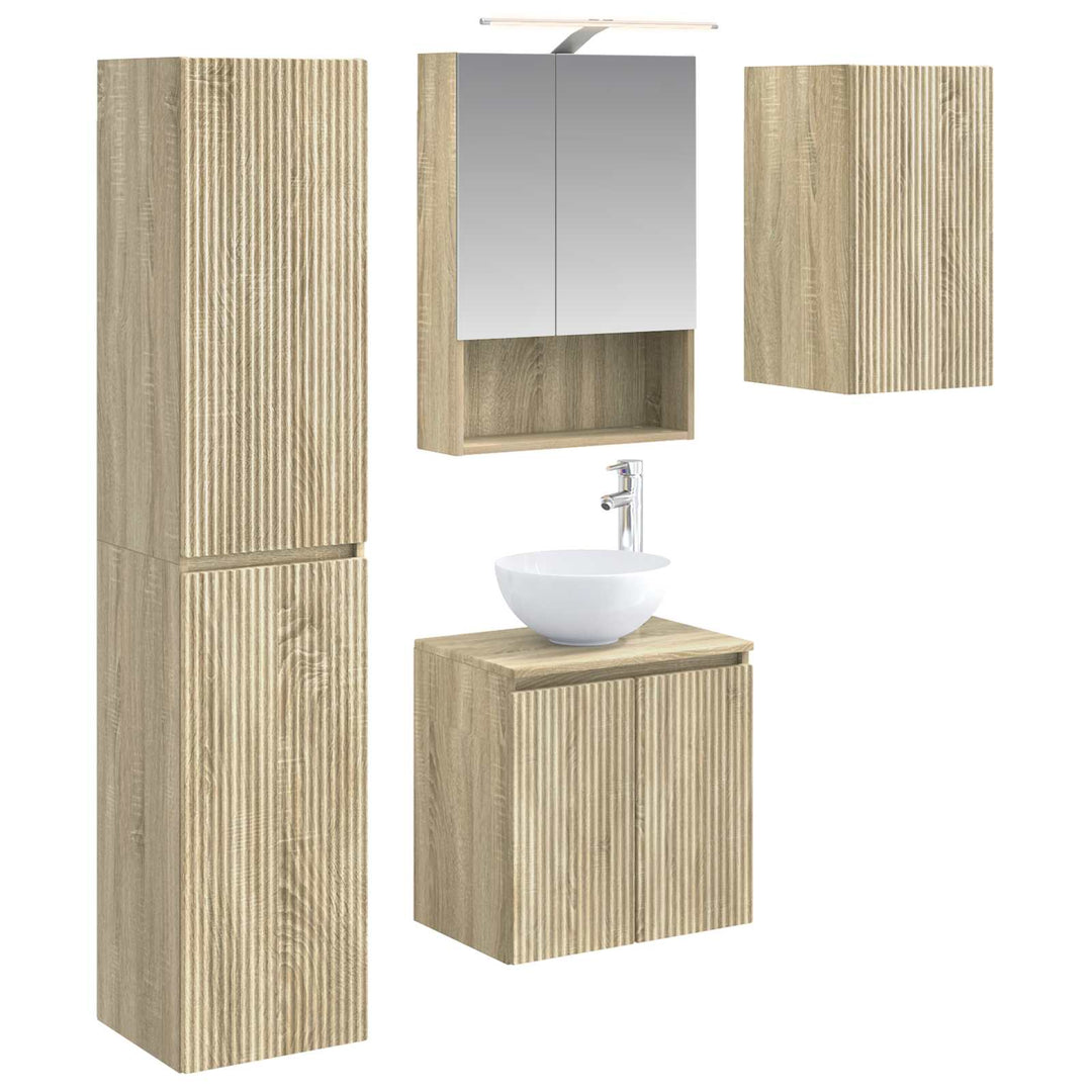 Badeværelsesskabsæt 5 pcs Sonoma-eg 50 x 14,5 x 70 cm