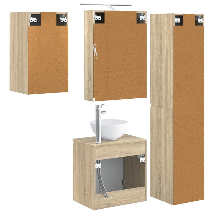 Badeværelsesskabsæt 5 pcs Sonoma-eg 50 x 14,5 x 70 cm