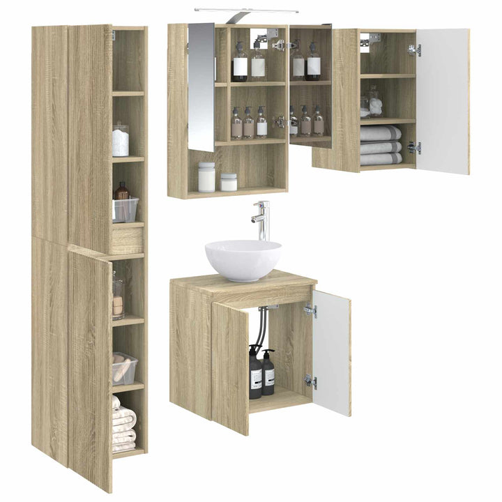 Badeværelsesskabsæt 5 pcs Sonoma-eg 50 x 14,5 x 70 cm