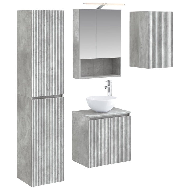 Badeværelsesskabsæt 5 pcs Betongrå 50 x 14,5 x 70 cm
