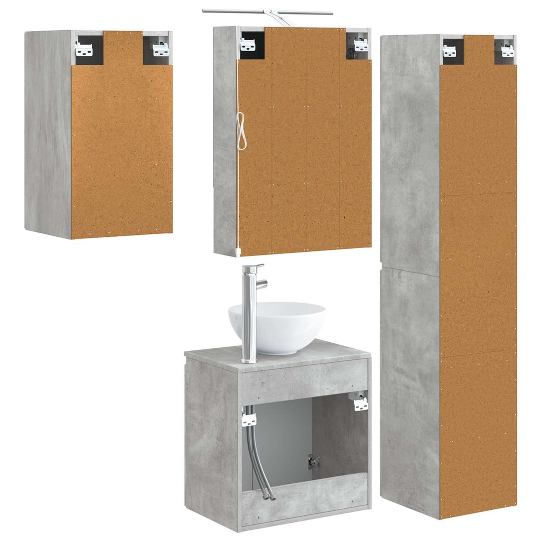 Badeværelsesskabsæt 5 pcs Betongrå 50 x 14,5 x 70 cm