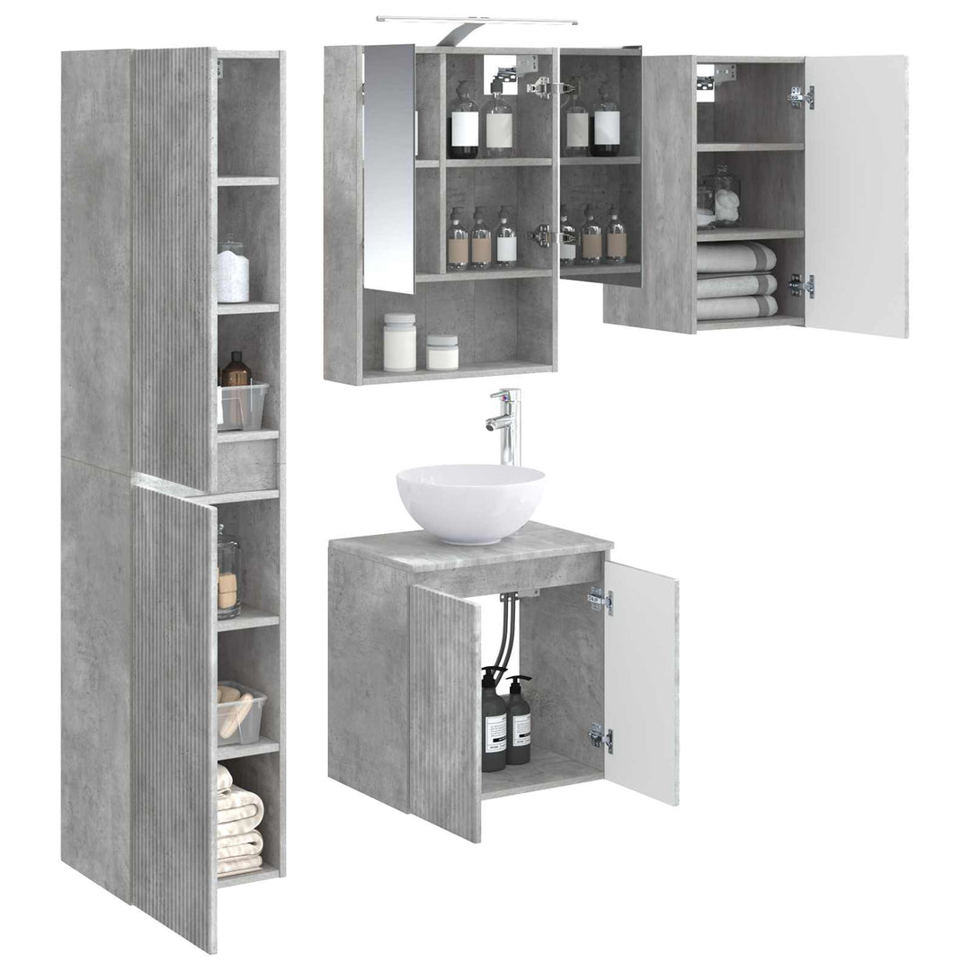 Badeværelsesskabsæt 5 pcs Betongrå 50 x 14,5 x 70 cm