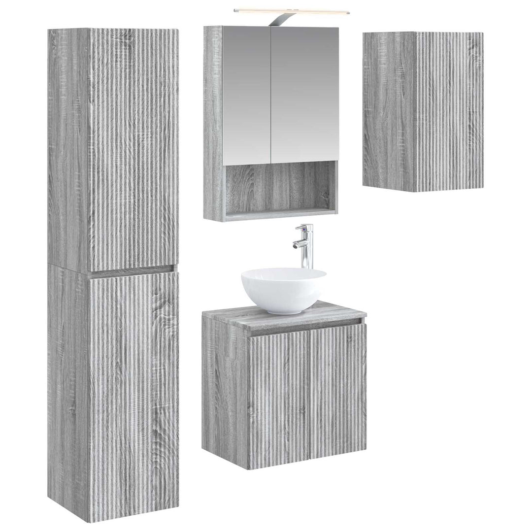 Badeværelsesskabsæt 5 pcs Grå Sonoma 50 x 14,5 x 70 cm