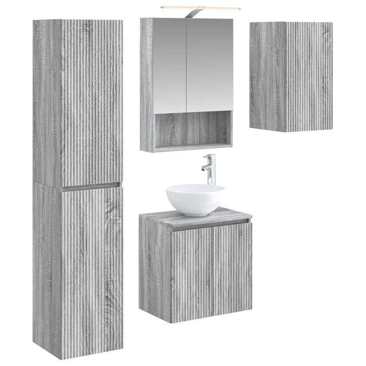 Badeværelsesskabsæt 5 pcs Grå Sonoma 50 x 14,5 x 70 cm