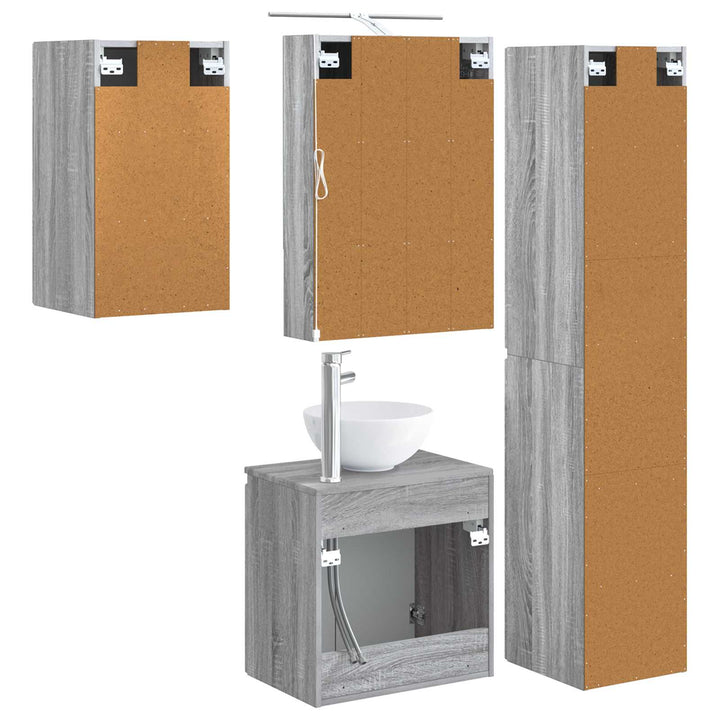 Badeværelsesskabsæt 5 pcs Grå Sonoma 50 x 14,5 x 70 cm