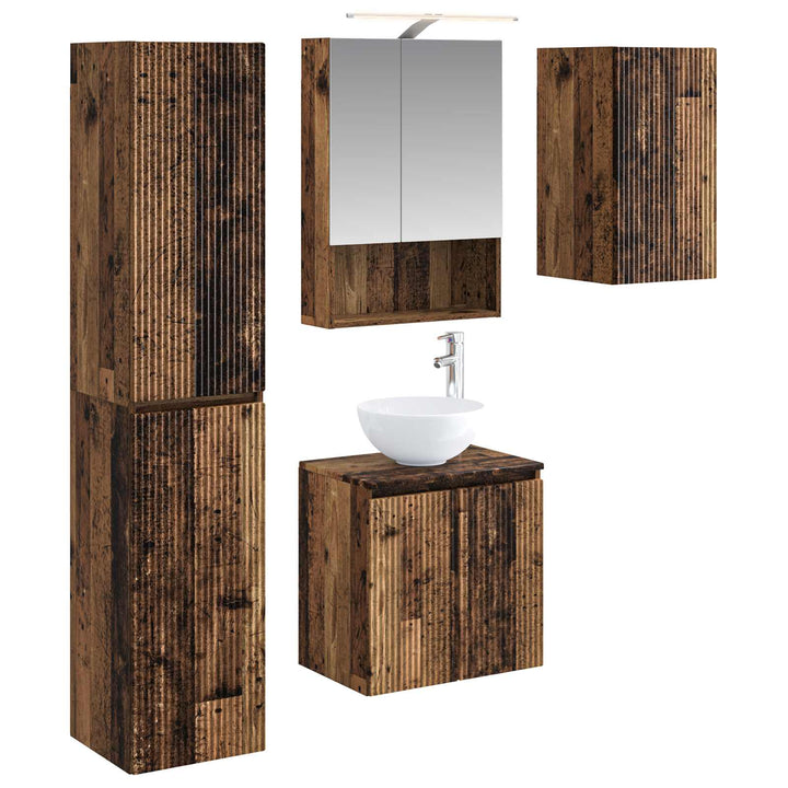 Badeværelsesskabsæt 5 pcs Gammelt træ 50 x 14,5 x 70 cm