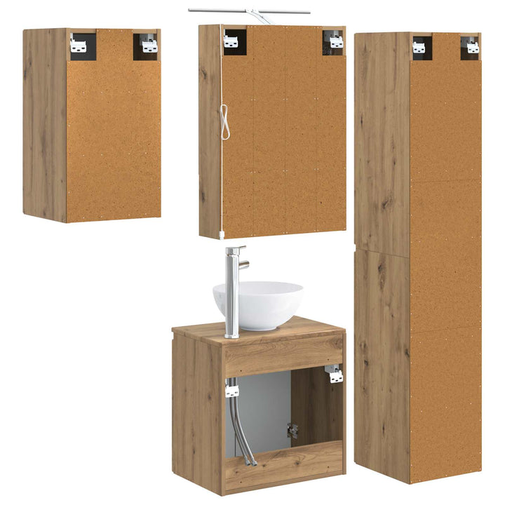 Badeværelsesskabsæt 5 pcs Artisan-eg 50 x 14,5 x 70 cm
