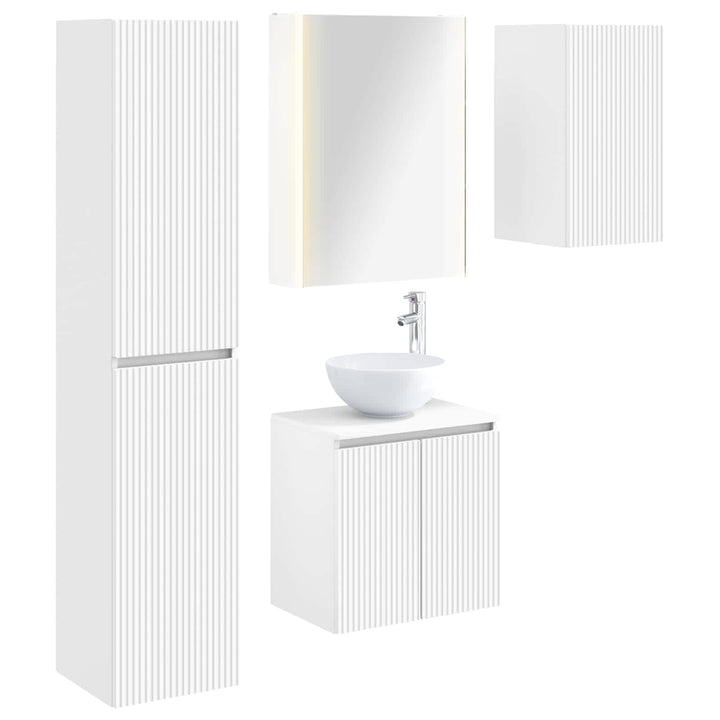 Badeværelsesskabsæt 5 pcs Hvid 53 x 15,5 x 70 cm