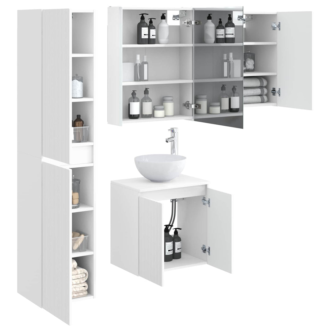 Badeværelsesskabsæt 5 pcs Hvid 53 x 15,5 x 70 cm