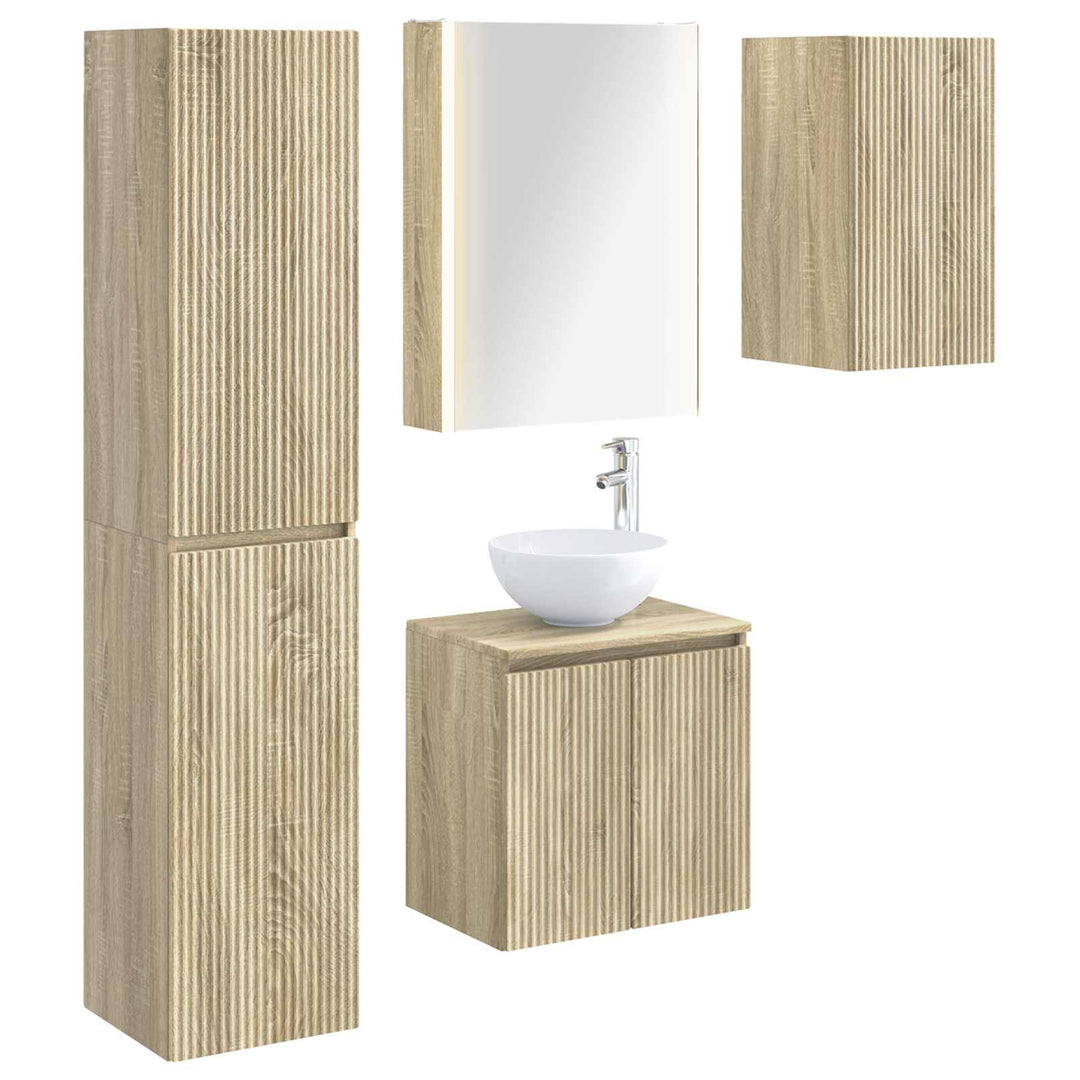 Badeværelsesskabsæt 5 pcs Sonoma-eg 53 x 15,5 x 70 cm