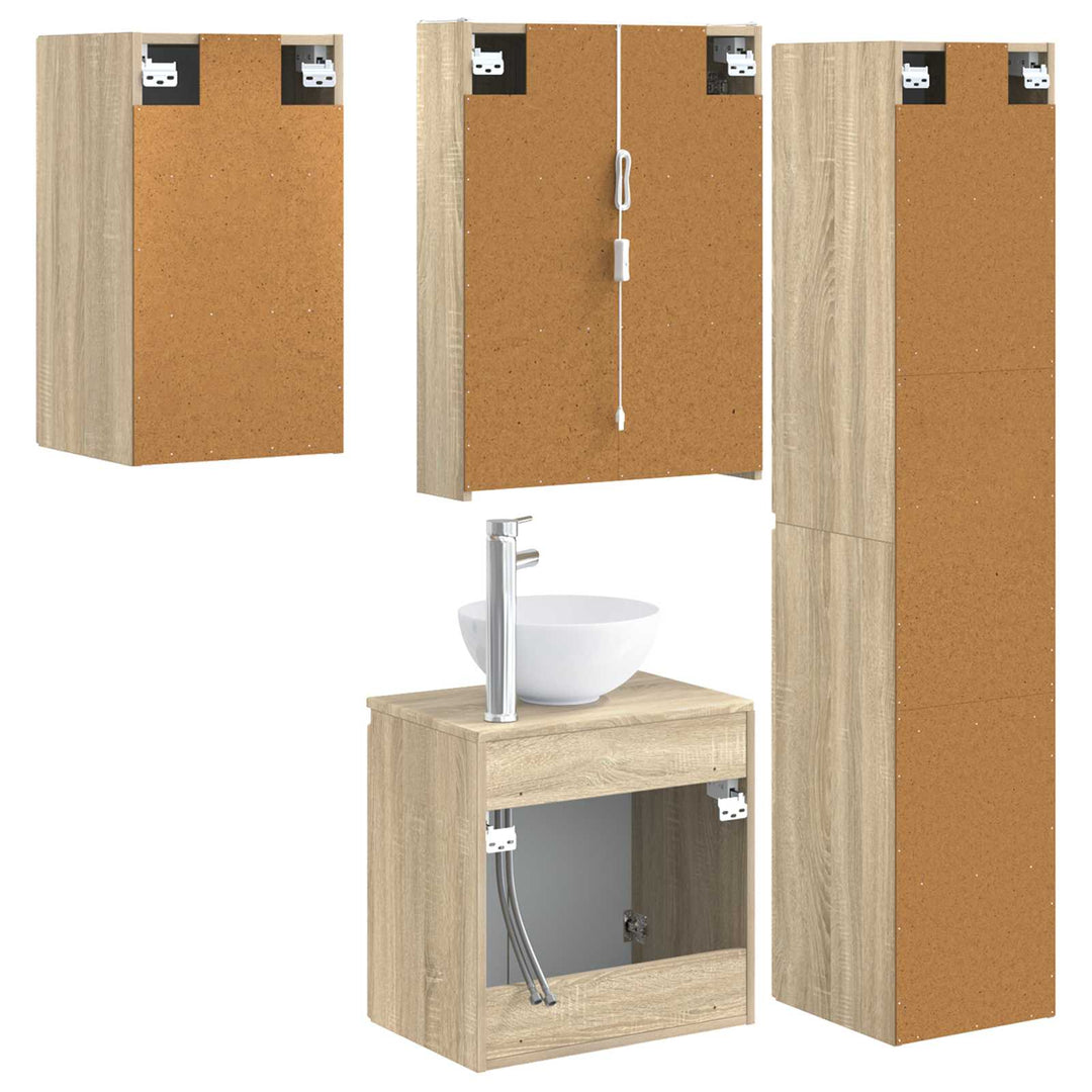 Badeværelsesskabsæt 5 pcs Sonoma-eg 53 x 15,5 x 70 cm