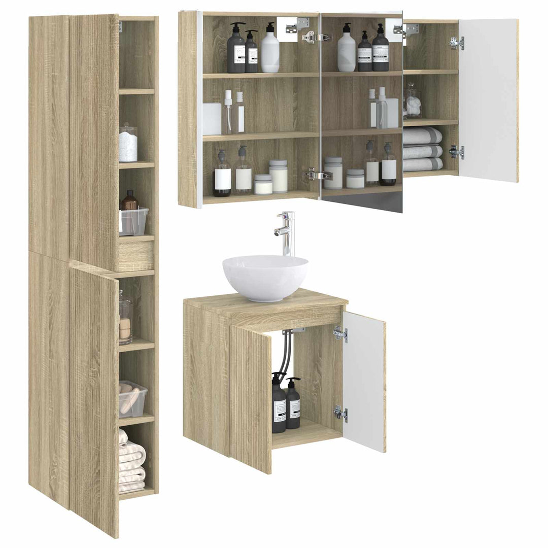 Badeværelsesskabsæt 5 pcs Sonoma-eg 53 x 15,5 x 70 cm