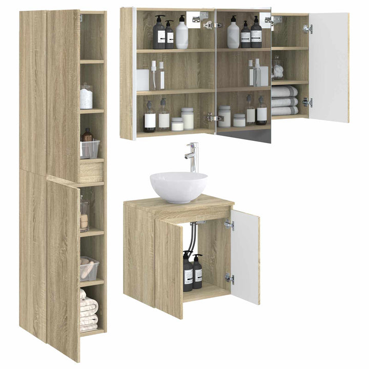 Badeværelsesskabsæt 5 pcs Sonoma-eg 53 x 15,5 x 70 cm