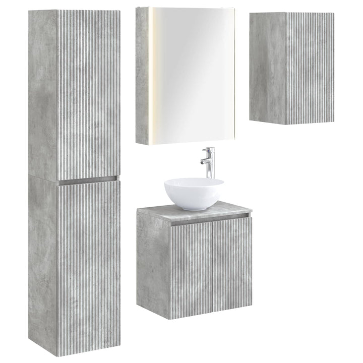 Badeværelsesskabsæt 5 pcs Betongrå 53 x 15,5 x 70 cm