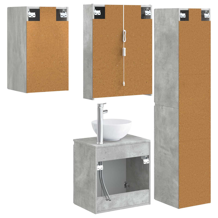Badeværelsesskabsæt 5 pcs Betongrå 53 x 15,5 x 70 cm