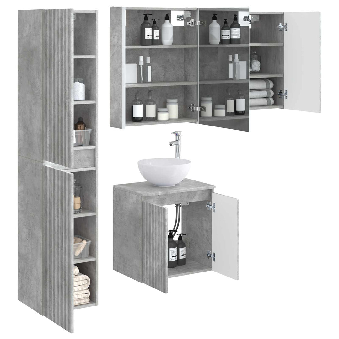 Badeværelsesskabsæt 5 pcs Betongrå 53 x 15,5 x 70 cm
